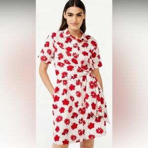 Floral Wrap Dress with Red and White Design